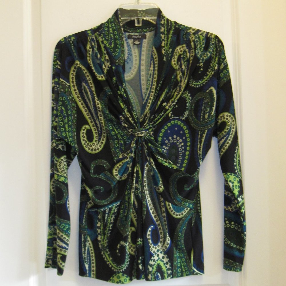 Thought Front Gather Paisley Jersey Knit Top